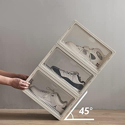 Oroonoko Spor Ayakkabı Saklama için Büyük Ayakkabı Kutusu, 6 Paket Sert Plastik İstiflenebilir Teşhir Ayakkabı Kutusu,