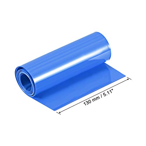 uxcell PVC ısı borusu Shrink 130mm düz genişlik Wrap çift katmanlı 5 Metre mavi