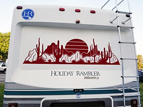 Minglewood Ticaret Çöl Kaktüs Güneş Sahne V1 Vinil Çıkartması-RV Camper Grafik çekme karavan Kalıp Kesim Etiket