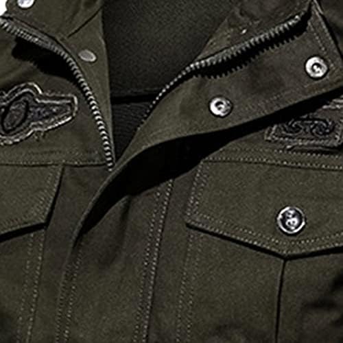 Sınzelımın erkek Bombacı Ceket Moda Çoklu cepler Askeri Ceketler Fermuar Uzun Kollu Standı Yaka Rüzgarlıklar Dış