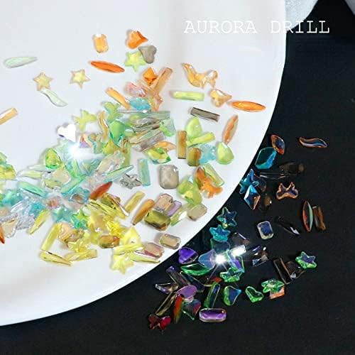 100 adet Mix Kristal Aurora Tırnak Parçaları 3D Taşlar Çivi Sanat Dekorasyon Rhinestones Flatback Taşlar Tırnak Şekilli