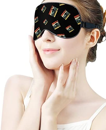 Retro Kaykaycı Uyku Maskesi Yumuşak Göz Maskesi Kapak Etkili Gölgeleme Körü Körüne Elastik Ayarlanabilir Kayış ile