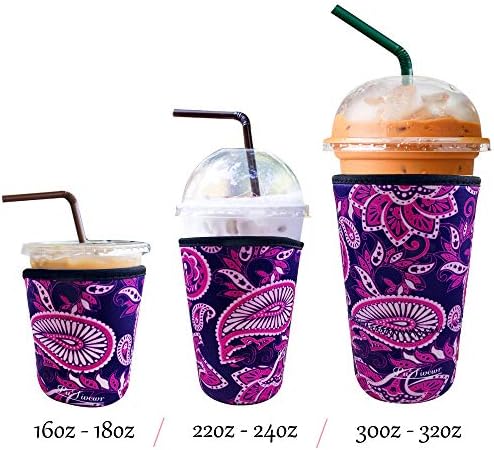 PuFıvewr Yeniden Kullanılabilir Buzlu Kahve Fincanı İzolatör Kılıfı Soğuk İçecekler ve Neopren Tutucu Starbucks Kahve,