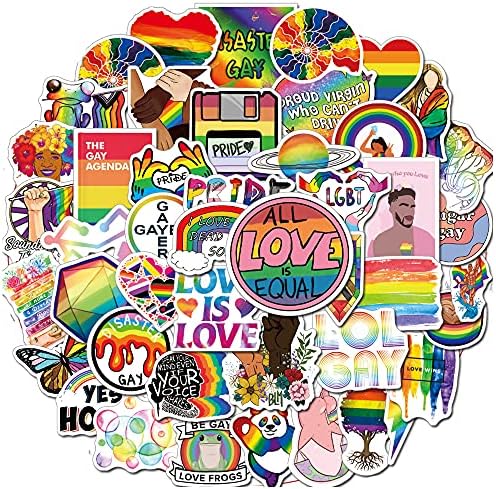 100 Adet LGBT Gay Pride Çıkartmalar, Gökkuşağı Şerit Vinil Su Geçirmez Estetik Çıkartmalar Laptop için, tampon, Su