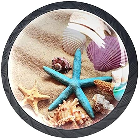 KRAİDO Plaj Yaz Denizyıldızı Deniz Kabuğu Desen Çekmece kolları 4 Adet Yuvarlak Dolap Topuzu Vidalar ile Ev Ofis
