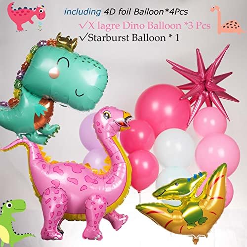 Pembe Dino Balon çelenk kemer kiti ile Pastel Pembe Mor Teal ve Folyo Dinozor balon dinozor Tema Parti Süslemeleri