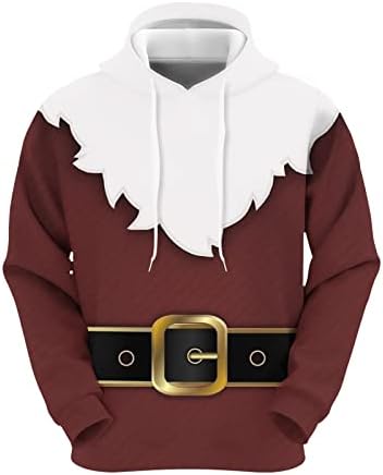 XXBR Noel Hoodies Mens için, 3D Komik Noel Baba Baskı parti giysileri Rahat Crewneck kapüşonlu eşofman üstü