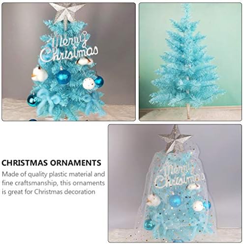ISMARLAMA Mini Mavi Noel Ağaçları 60 cm Yapay Noel Ağacı Plastik Noel Çam Ağacı Tatil Masa Ağaçları Noel Masa Dekorasyon