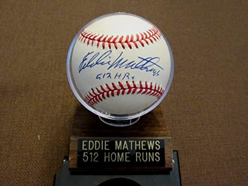 Eddie Mathews 521 Saat Braves Hof 500 Kulüp İmzalı Otomatik Vtg Onl Beyzbol Jsa Tabanı - İmzalı Beyzbol Topları