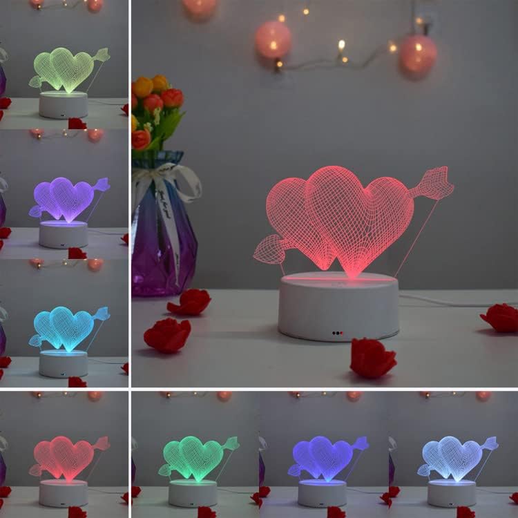 3D LED Dekoratif Lamba, Başucu Masası için Renkli Gece Lambası Optik İllüzyon Lambası. Doğum günü, Noel için ideal