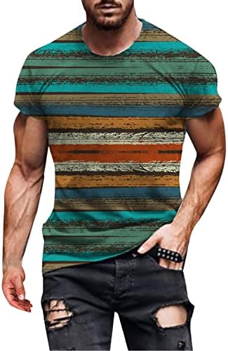 DSODAN Erkek Asker kısa kollu tişörtler Yaz Sokak Kontrol Baskı Crewneck Grafik Üstleri Moda Rahat Plaj Tshirt