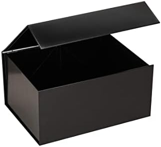 Hediye Kutusu 1 ADET 8x6x4 İnç Manyetik Kapatma, Katlanabilir Parlak Siyah Katlanabilir Sağdıç Kutusu, Sevgililer