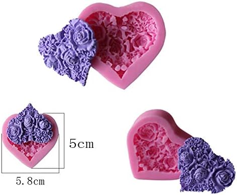 HengKe 2 Adet Çiçek Narin Çiçek Kalp Silikon Sabun Kalıpları, zanaat Sanat Silikon Sabun Kalıp,Cupcake için 3D Pişirme