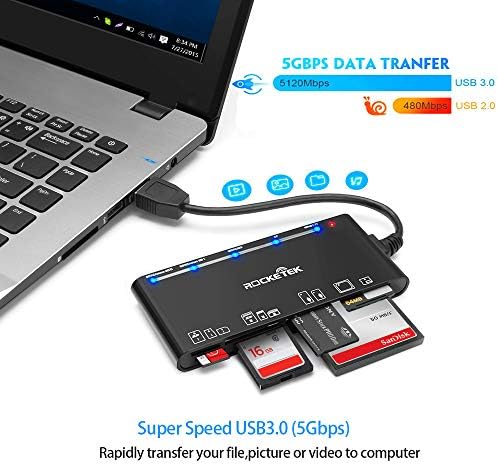 SD kart okuyucu 7 in 1 Çok USB3.0 kart okuyucu için SD / TF / CF / Mikro SD / XD / MS Bellek kart okuyucu / Yazıcı