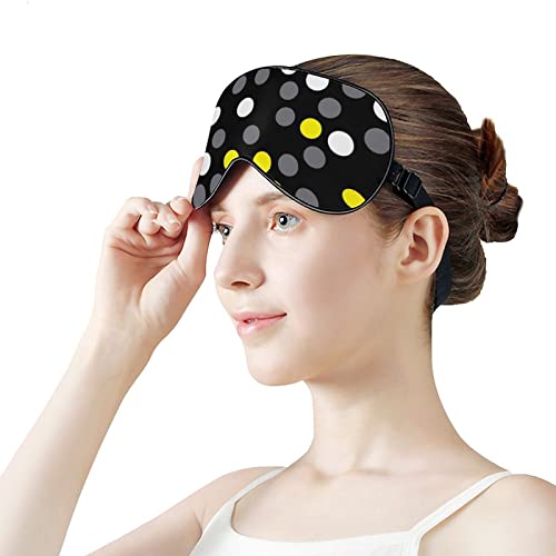 Sarı Beyaz Siyah Polka Dot Uyku Maskeleri Göz Kapağı Karartma Ayarlanabilir Elastik Kayış ile Gece Körü Körüne Kadın