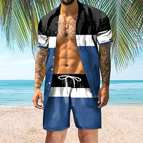 Erkek Kıyafetler 2 Parça Moda Yaz Kısa Kollu Düğme Aşağı Rahat Tropikal Tatil Plaj Kıyafetleri Eşofman Takımlar