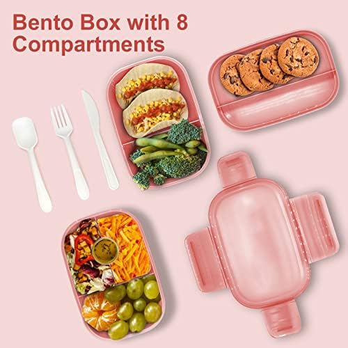 IJIAMY Bento Kutusu Yetişkin Öğle Yemeği kutusu, 8 Bölmeli 1900ml 3 Katmanlı öğle yemeği kutusu kapları, Okula Dönüş