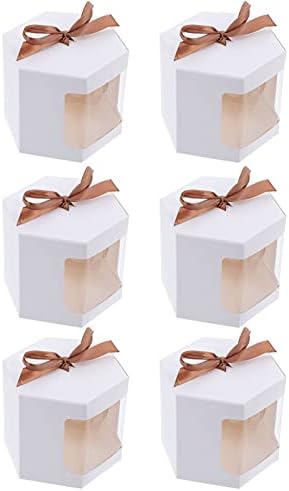 NUOBESTY Cupcakes Konteynerler 6 adet Düğün Şeker Kutuları Yay Hediye Paketleme Kutusu Düğün Pastası Kutusu Şeker