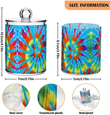 YYZZH Spiral Kravat Boya Tasarım Renkli Girdap Desen Baskı 4 Paket Qtip Tutucu Dağıtıcı için pamuklu çubuk Topu Yuvarlak