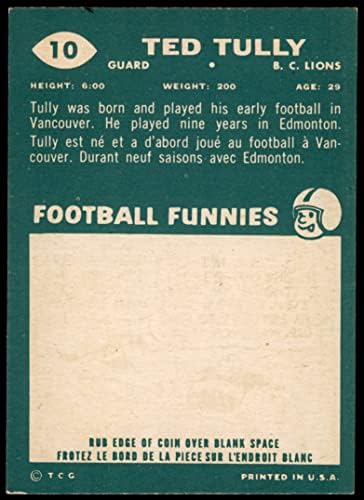 1960 Topps 10 Ted Tully (Futbol Kartı) ESKİ + Vancouver