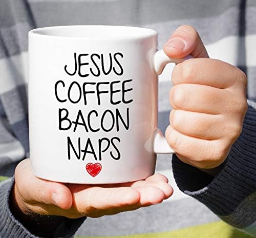 Retreez Funny Mug-Jesus Coffee Bacon Naps 11 Oz Seramik Kahve Kupaları-Komik, Alaycı, Alaycı, Motive Edici, İlham