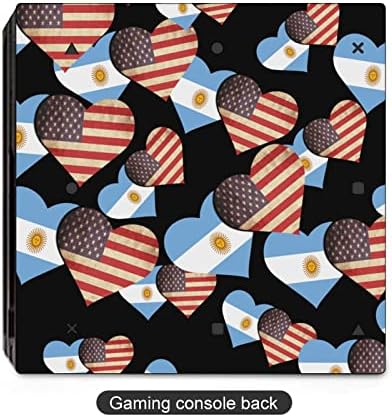 Arjantin Bayrağı ve ABD Bayrağı Sevimli Sticker Cilt Koruyucu İnce Kapak için PS-4 İnce / PS-4 Pro Konsol ve 2 Denetleyici