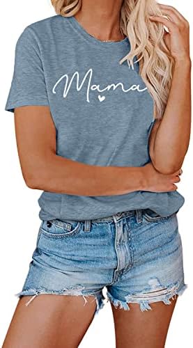 Anne Gömlek Kadınlar için Anne Mektubu Baskı T-Shirt Komik Anne Grafik Tees Casual Kısa Kollu Anne Yaşam Üstleri