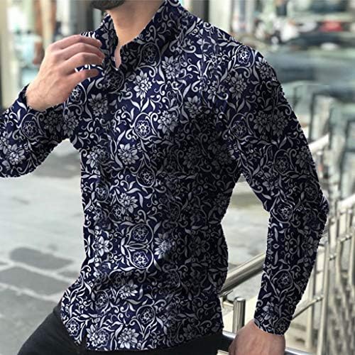DSODAN 2022 Yeni Erkek Gömlek, Sonbahar Kış Tasarımcı Uzun Kollu Düğme Aşağı Gömlek Sıçrama mürekkep Baskılı Hawaii
