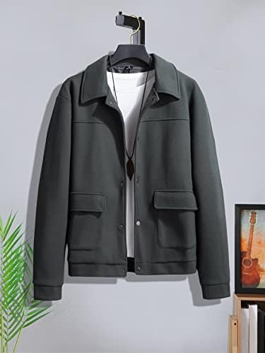 OSHHO Ceketler Kadınlar-Erkekler için 1 adet Flap Cep Palto (Renk: Koyu Gri, Boyut: Orta)