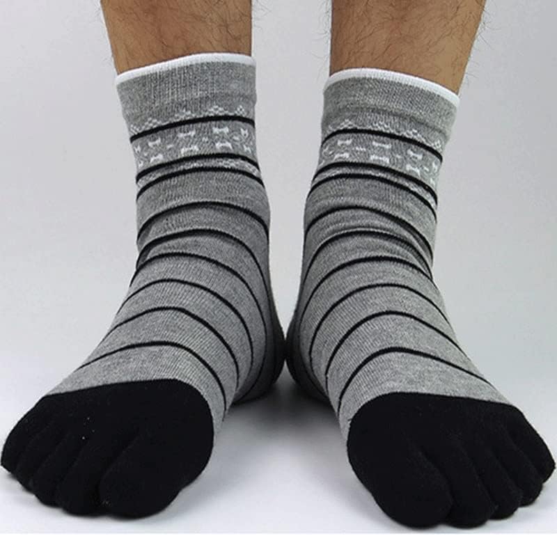 WENLII 5 Pairs erkek Beş Parmak Çorap Pamuk Çizgili Düşük Tüp Spor Jartiyer Ayak Erkekler Hediyeler Orta Tüp Çorap