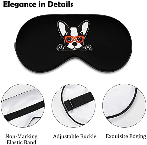 Sevimli Fransız Bulldog Göz Maskesi Erkekler ve Kadınlar için Ayarlanabilir Kayış ile Gece Uyku Seyahat Şekerleme
