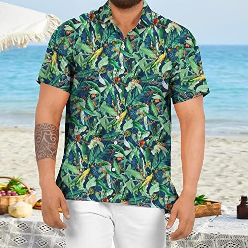 Yaz erkek t-shirtleri Erkek İlkbahar Yaz Casual Çiçek Plaj Tropikal Casual Düğme Aşağı erkek Gömlek Büyük ve