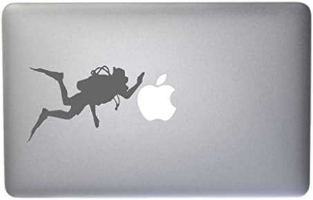 Yüzme Scuba Diver Vinil Çıkartması için MacBook, Dizüstü veya Diğer Cihaz 5 İnç (Gri)