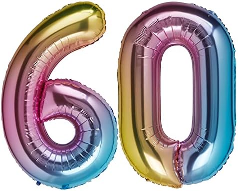 Numarası Balon 60 Gökkuşağı 40 İnç Folyo Balon Büyük Dev Jumbo Doğum Günü Partisi Süslemeleri Folyo Mylar Helyum