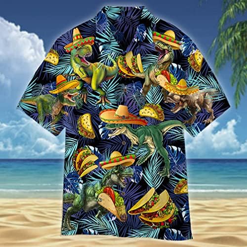 Erkek Dinozor Severler Hawaii Gömlek-Funky Yaz Düğme Aşağı Erkek Hawaii Gömlek Kısa Kollu Seti 36