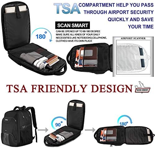 Erkekler için ekstra Büyük Sırt Çantası 50L, USB şarj portu ile 17 inç seyahat sırt çantası, TSA Büyük İş Anti Hırsızlık
