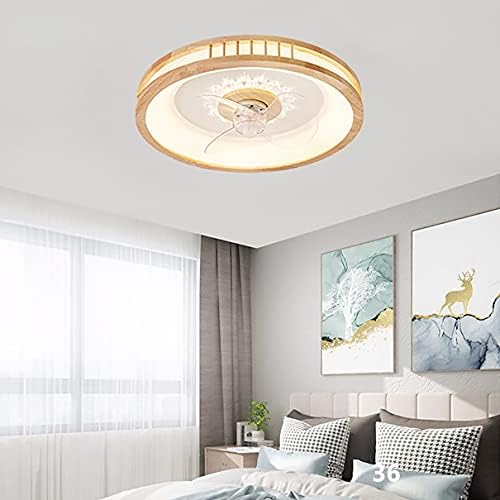FEHUN Fan ile tavan ışık ve uzaktan kumanda sessiz 3 hızları yatak odası kısılabilir Led tavan fanı ışık zamanlayıcı