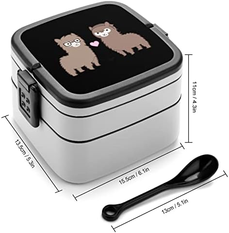 Lama Aşk Alpaka Çift Istiflenebilir Bento öğle yemeği kutu konteyner Okul Iş Piknik Seyahat