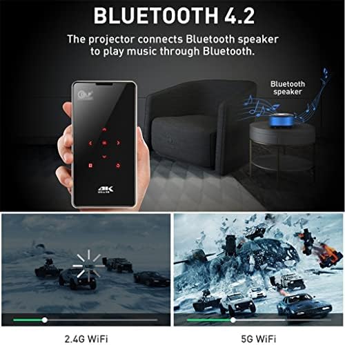 LİUJUN Projektör Mini Android 9.0 4000mAh Pil, Destek 4K Miracast Airplay Mobil Projektör Video Beamer (Renk: D)