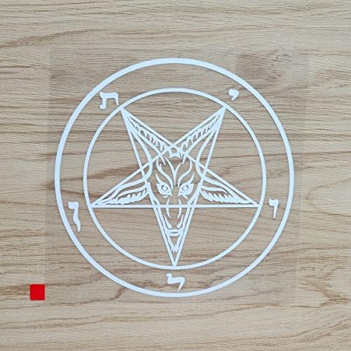 Pentagram Baphomet Şeytan Şeytani Keçi Çıkartması vinil yapışkan-Beyaz 6 İnç - Arka Plan Yok Araba Tekne için Dizüstü