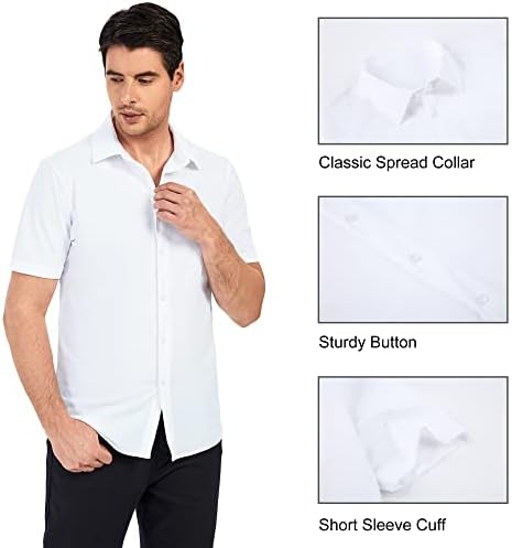 SAMERM Erkek Elbise Gömlek Kırışıklık Ücretsiz Nem Esneklik 8 Yönlü Yüksek Streç Süper Yumuşak Casual Düğme Aşağı