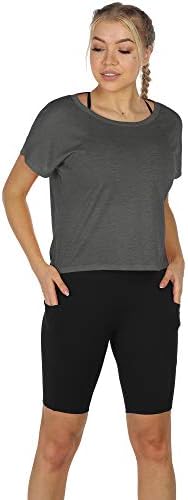 ıcyzone Aç Geri Egzersiz T - Shirt Kadınlar için Strappy Atletik Kısa Kollu Tees, Backless Yoga Üstleri, spor forma