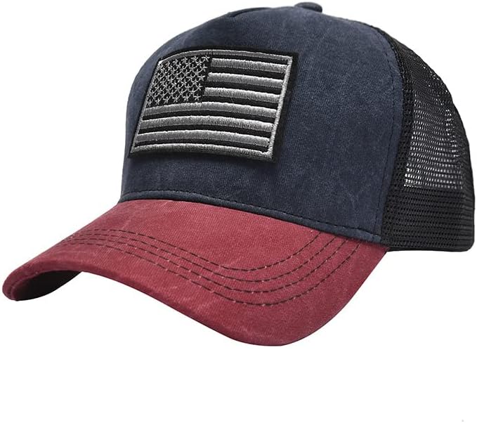 Amerikan Bayrağı Şapka Erkekler Kadınlar için, Örgü Nefes İşlemeli Baba Şapka, ABD Bayrağı Ayarlanabilir beyzbol