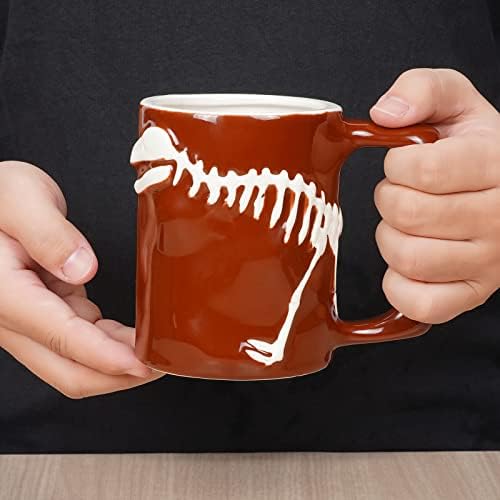 Seramik Dinozor Kupa 3D Büyük Kahve Kupa 15 oz Hediye Tatil ve Doğum Günü için Kahverengi
