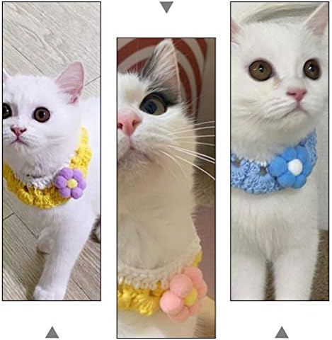 TEHAUX Pet Kedi Yaka-Pet Yaka Çiçek Desenli Örgü Yaka Ayarlanabilir Kedi Yaka Rastgele Renk