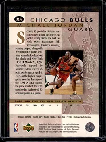 1995-96 Koleksiyoncu Seçimi Ürdün Geri Döndü M3 Michael Jordan NM-MT Chicago Bulls Basketbol