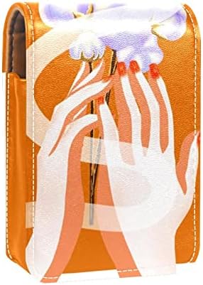 ORYUEKAN Ruj Ayna ile Sevimli Taşınabilir Makyaj Çantası Kozmetik Kılıfı, karikatür Pamuk Modern Desen Çiçek