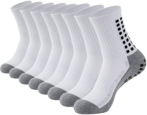 EASYLONGJEE 4 Çift Futbol Kavrama Çorap ile Erkekler için Yastık, atletik Kaymaz Çeyrek Çorap Yastıklı, kaymaz Kavrama,