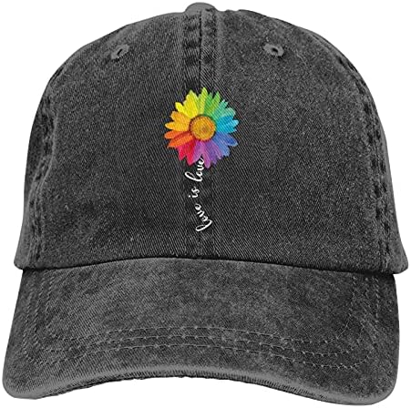 Waldeal Aşk Aşk Gökkuşağı Ayçiçeği beyzbol şapkası Vintage LGBT Eşcinsel Lezbiyen Gurur Şapka Erkekler Kadınlar için